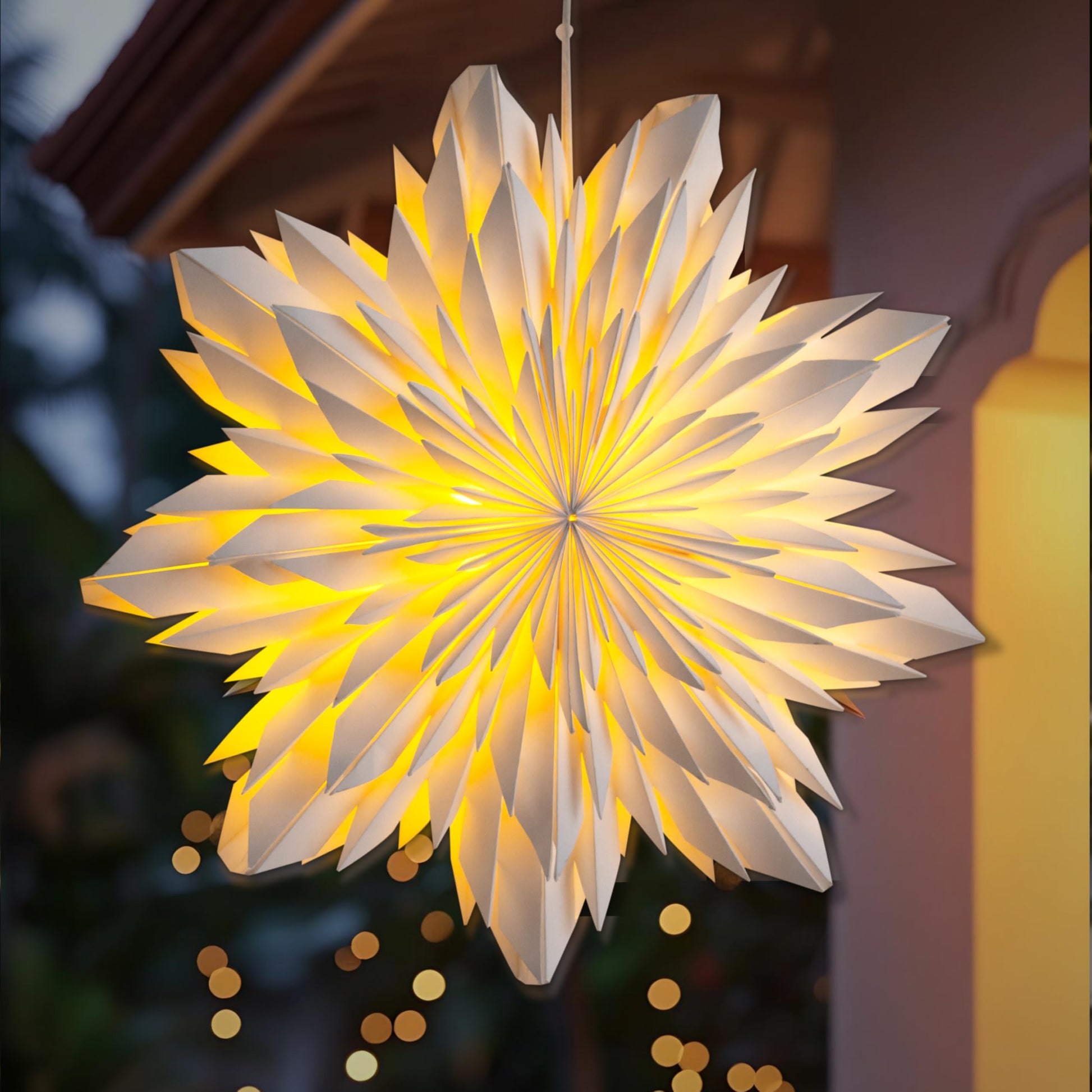 EANLOLY Set of 3 Illuminated Christmas Stars 3D Window Decorations – White