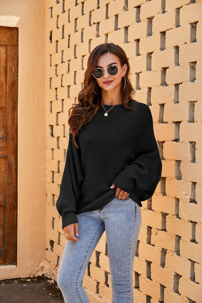 Fessceruna Women's Oversized Knit Sweater – Black L
