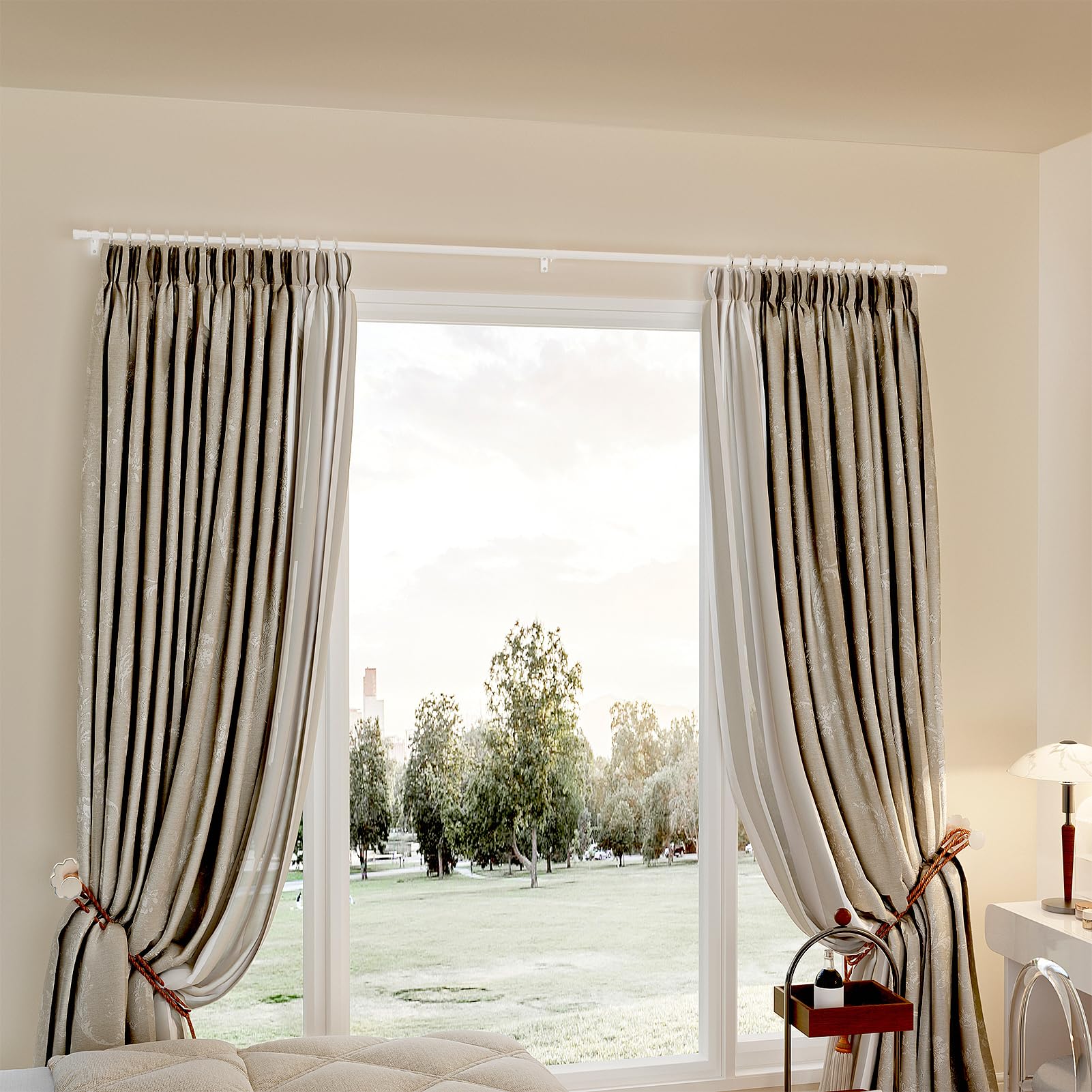 WELDUN Curtain Rods for Windows, 81-361 cm Metal Extendable Curtain Rod, Φ19.5 mm Heavy Duty Curtain Rod Set with Brackets