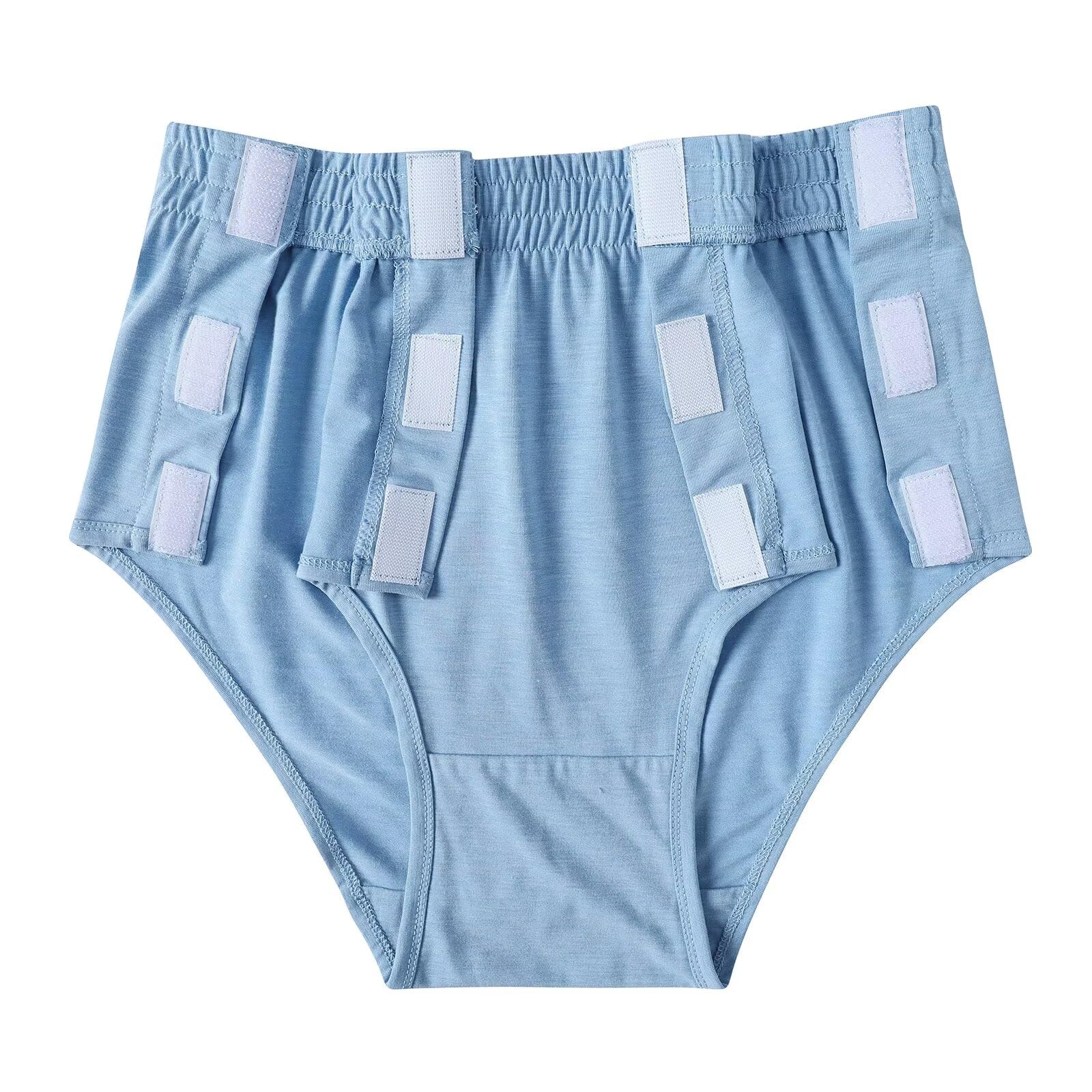 Care Shorts Tear-Away Velcro Fastening Incontinence Trousers for Seniors – Blue L