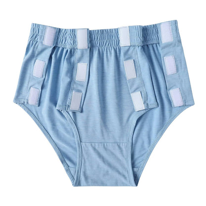 Care Shorts Tear-Away Velcro Fastening Incontinence Trousers for Seniors – Blue L