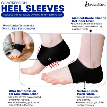 Gel Heel Sleeve Socks Plantar Fasciitis Relief with Arch Support & Spiky Massage Ball – 11pcs