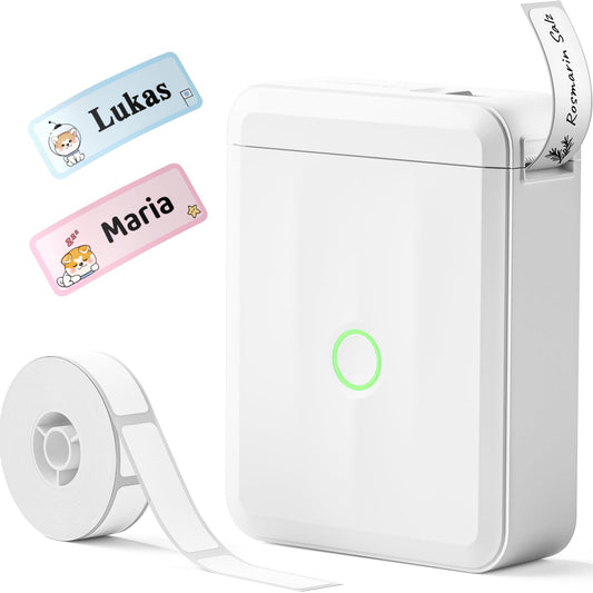 NIIMBOT Bluetooth Name Label Printer with 155 Waterproof Labels – For Home & Office