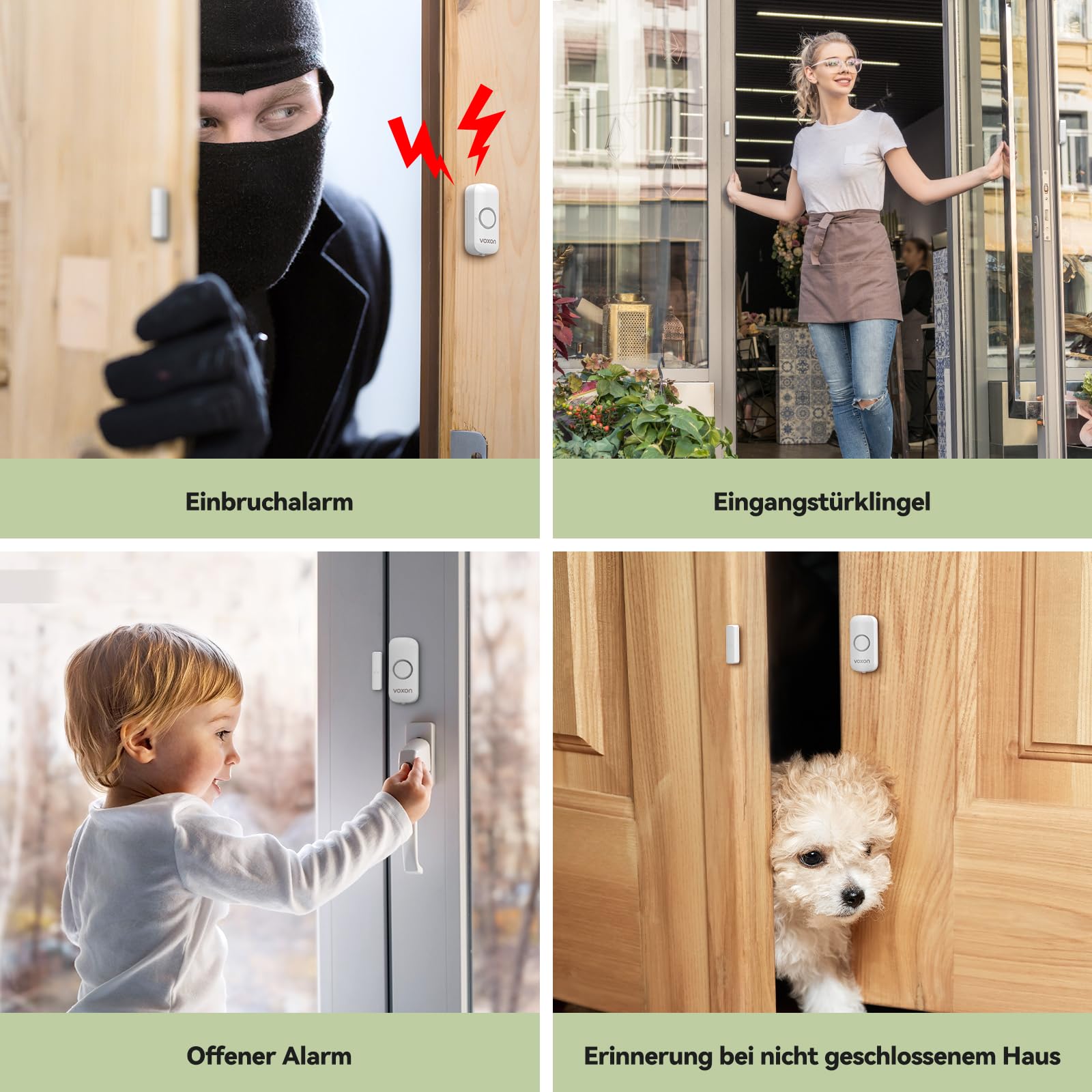 VOXON Door and Window Alarm, Easy to Install, Magnetic Anti-Theft Door and Window Alarm with 100 dB Volume for Child Safety
