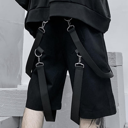 Men's Techwear Cargo Jogger Shorts Tactical Streetwear Hip Hop – Black S