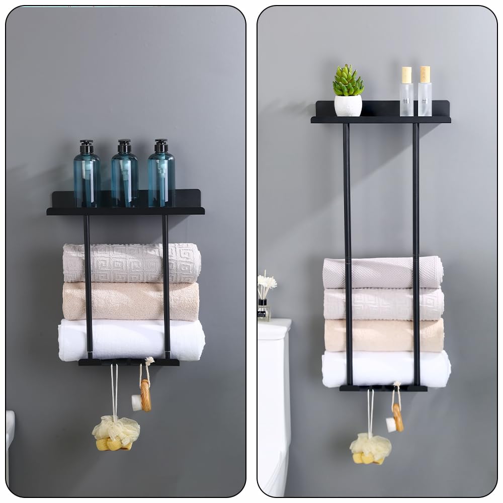 HONPHIER Bathroom Towel Holder Adhesive Retractable Towel Holder 41-75CM Wall Mounted Towel Holder in Bathroom and Kitchen