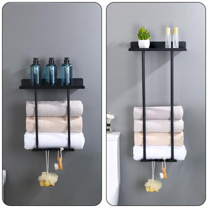 HONPHIER Bathroom Towel Holder Adhesive Retractable Towel Holder 41-75CM Wall Mounted Towel Holder in Bathroom and Kitchen