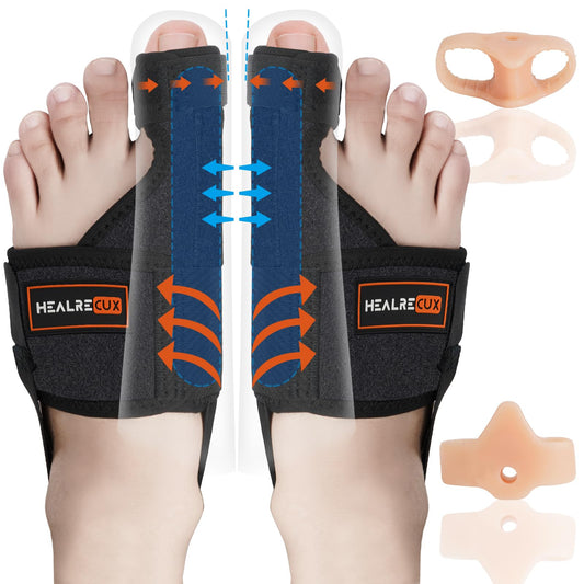 Healrecux 2x Hallux Valgus Correction Splint With 2x Toe Spreader for Toe Straightening for Day and Night, Hallux Valgus