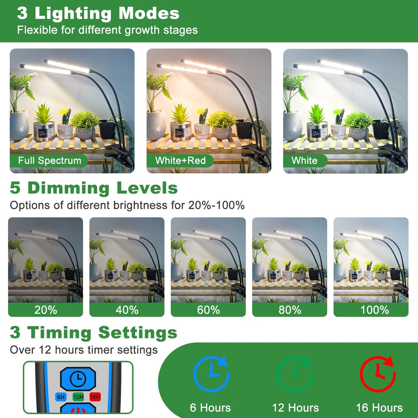 wolezek plant lamp LED, full spectrum growth lamps for plants, 6000K plant light for indoor plants, plant lamp, grow light