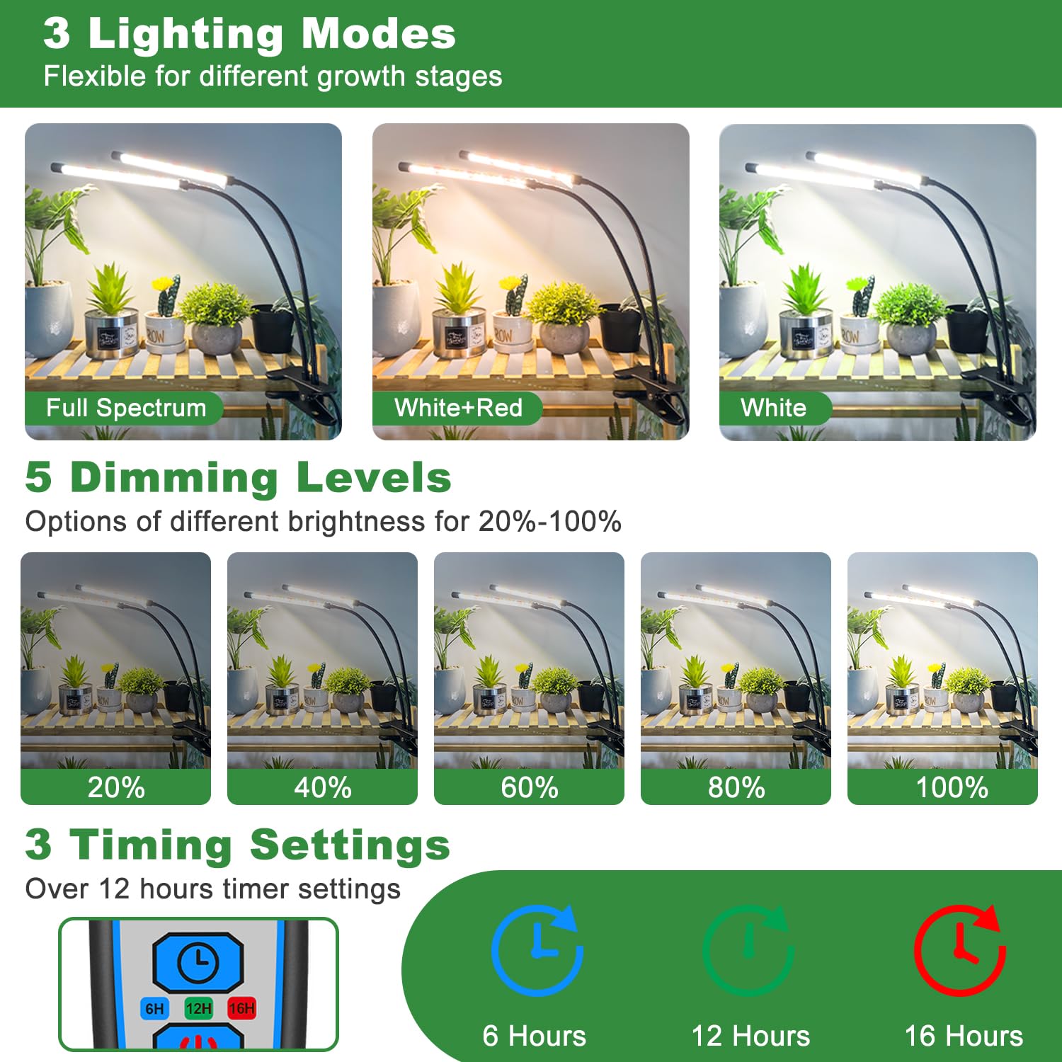 wolezek plant lamp LED, full spectrum growth lamps for plants, 6000K plant light for indoor plants, plant lamp, grow light