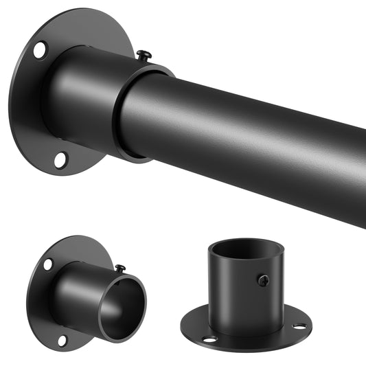 Adjustable Stainless Steel Wardrobe Rod 45–66cm Diameter 25mm – Black