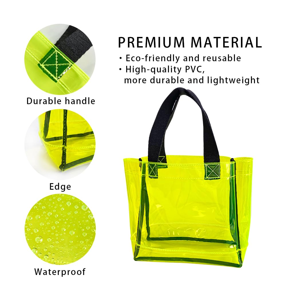 Transparent PVC Stadium Beach Bag Waterproof TSA Approved – Yellow 21x20x8cm