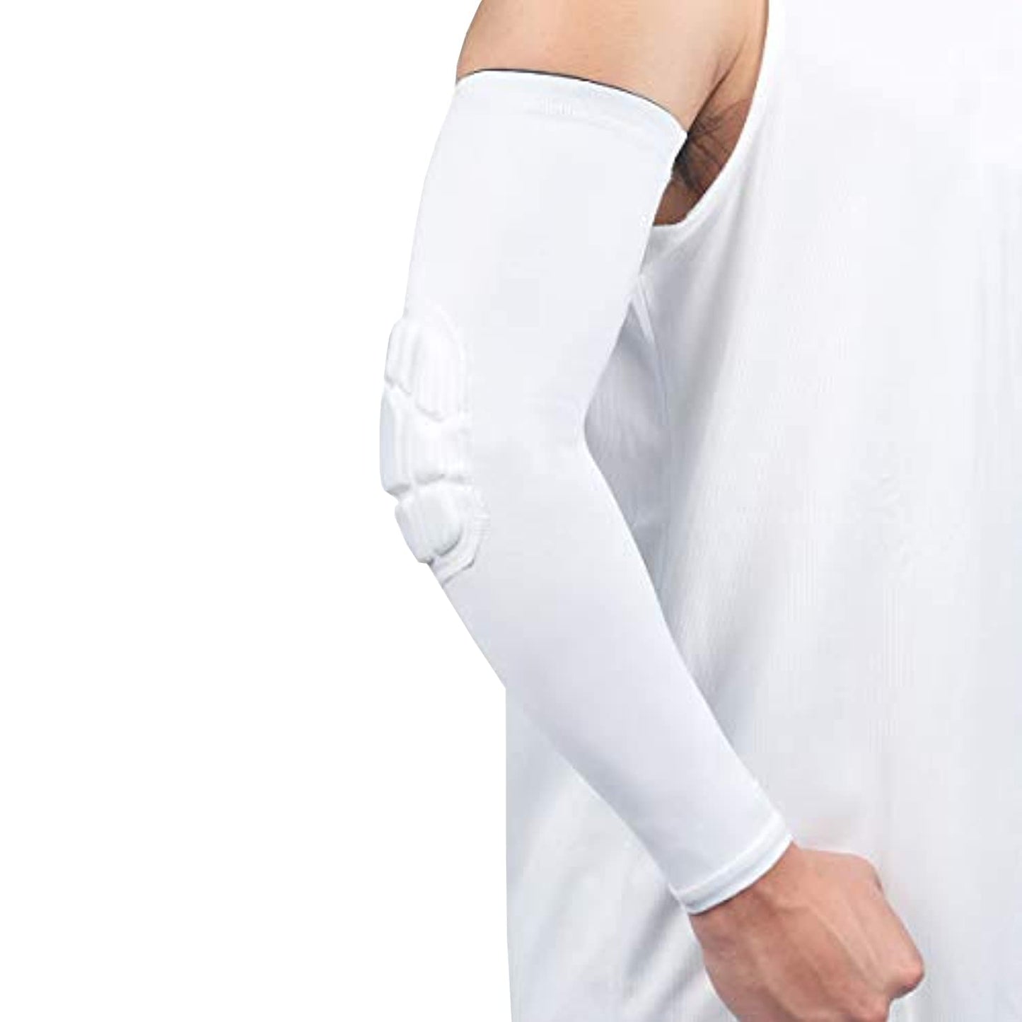 Basketball Elbow Guards Padded Compression Sleeves 2-Pack Protective – White XL