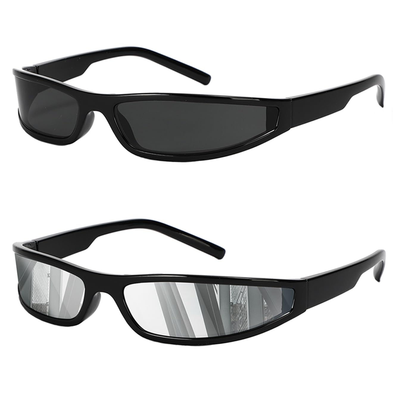 SHEEN KELLY Wrap Around Sunglasses for Men Women Vintage Gangster Style Sunglasses Futuristic Glasses