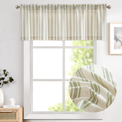 TOPICK Linen Striped Window Curtain Semi-Transparent Bistro Curtain Sheer Curtain Privacy Window Curtain Curtain for Small