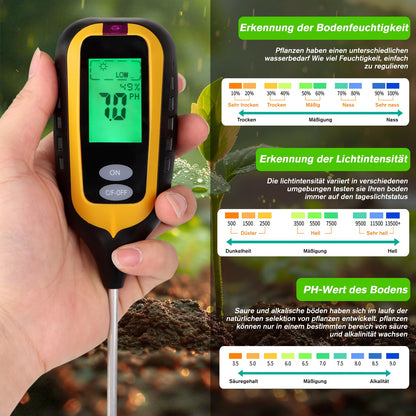 Zilchx ph meter soil, 6-in-1 soil moisture meter for plants, digital soil meter with