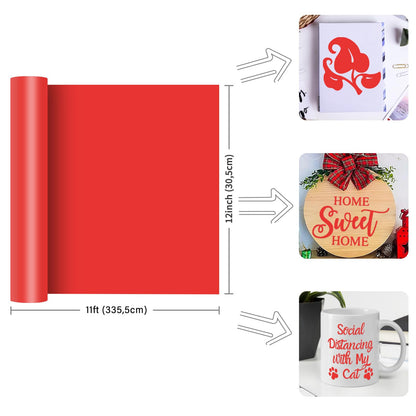Plotter Vinyl Film Permanent Matte Red 30.5cm x 335.5cm for Mugs Windows Decor – Red 30.5x335.5cm
