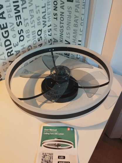 Modernā Griestu LED Lampa Ar Ventilatoru un Viedo Vadību (Smart LED Ceiling Fan)