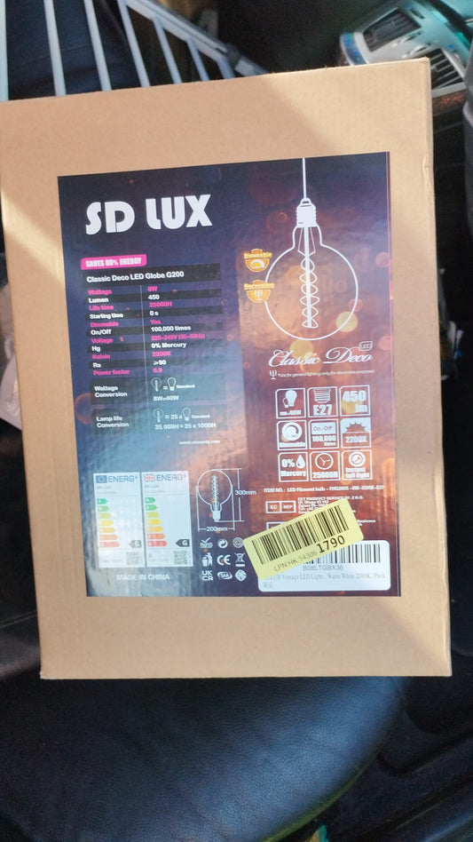 SD LUX Dekoratīvā Milzu LED Spuldze "Classic Deco Globe G200" – 4W, E27