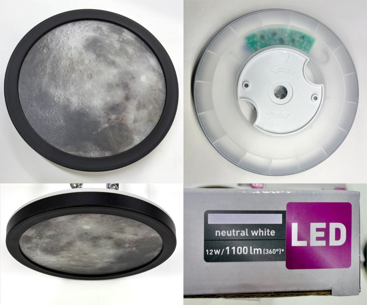 Apaļa LED griestu lampa ar reālistisku Mēness virsmas dizainu