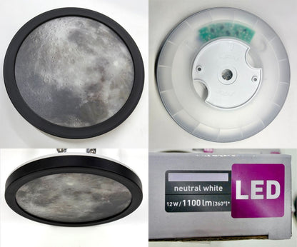 Apaļa LED griestu lampa ar reālistisku Mēness virsmas dizainu