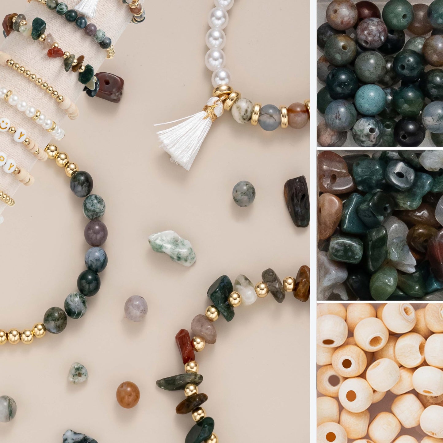 Leuyuee Natural Amazonite Beads Gemstone Beads Set for Threading 1679 Pieces Glass Beads Kit Bead Set Beads for DIY Jewelry