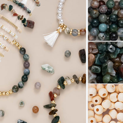 Leuyuee Natural Amazonite Beads Gemstone Beads Set for Threading 1679 Pieces Glass Beads Kit Bead Set Beads for DIY Jewelry