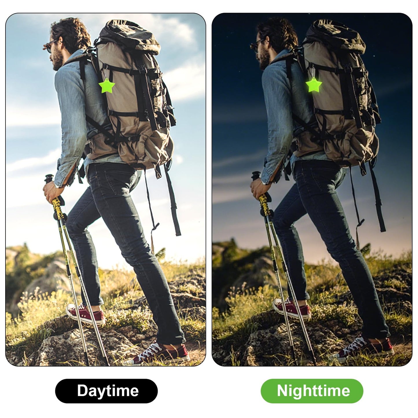 Reflector Pendants 36-Pack Star Safety Reflectors for Backpacks Walking Running Cycling – 36-Pack
