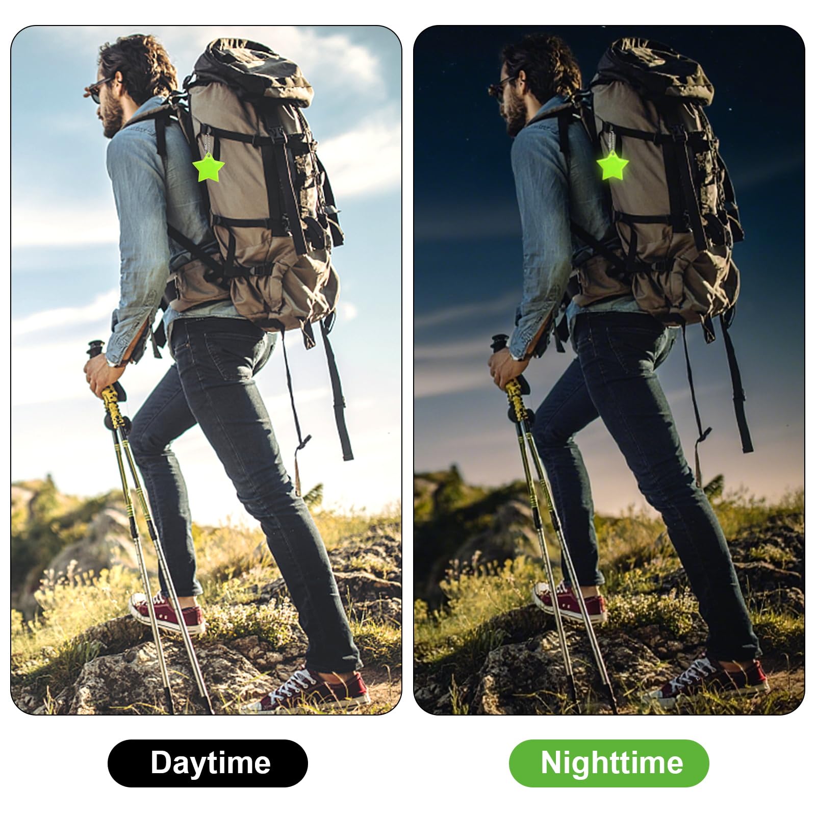 Reflector Pendants 36-Pack Star Safety Reflectors for Backpacks Walking Running Cycling – 36-Pack