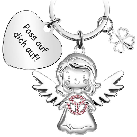 Guardian Angel Keychain with Steering Wheel – Good Luck Charm for Drivers