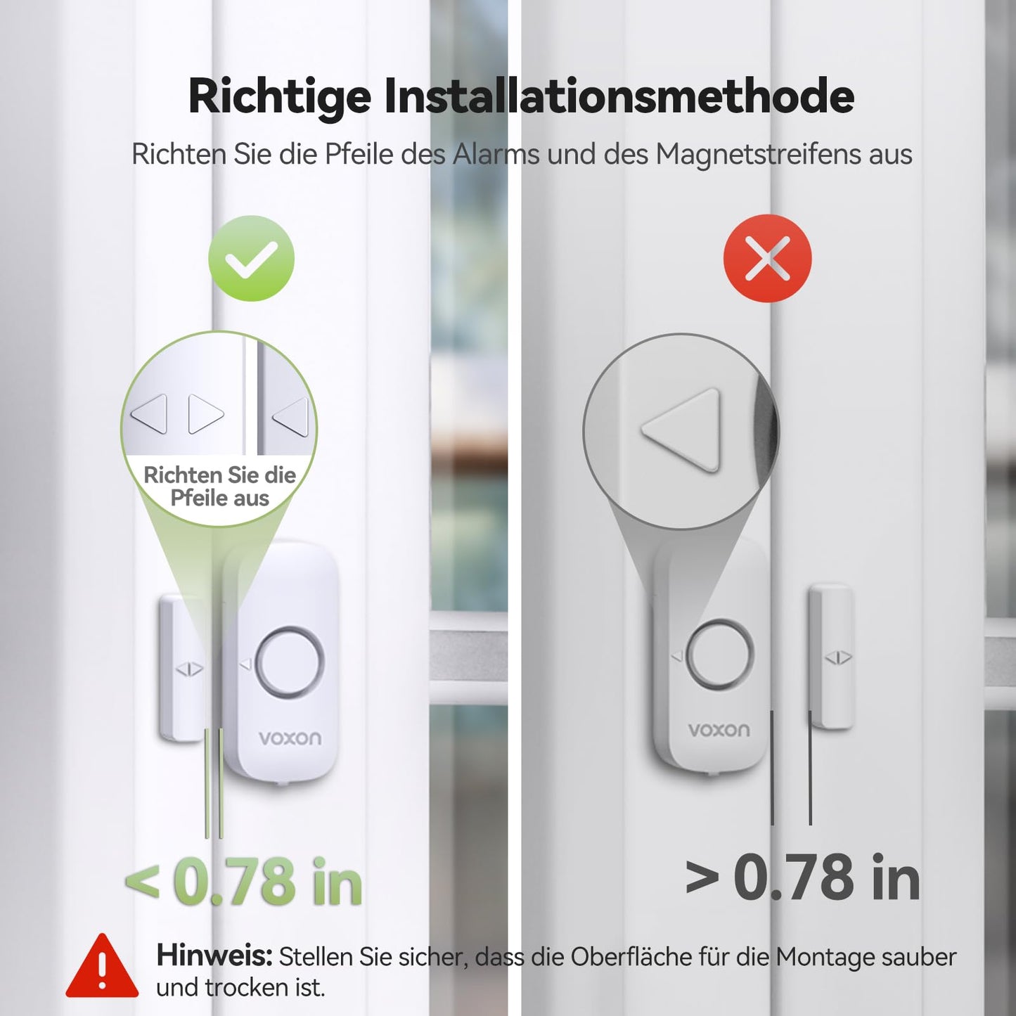 VOXON Door and Window Alarm, Easy to Install, Magnetic Anti-Theft Door and Window Alarm with 100 dB Volume for Child Safety