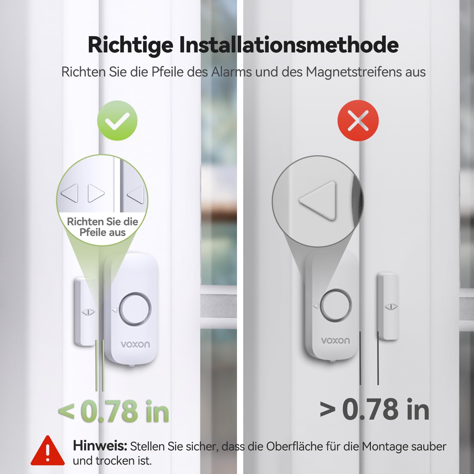 VOXON Door and Window Alarm, Easy to Install, Magnetic Anti-Theft Door and Window Alarm with 100 dB Volume for Child Safety