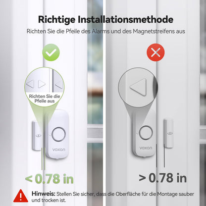 VOXON Door and Window Alarm, Easy to Install, Magnetic Anti-Theft Door and Window Alarm with 100 dB Volume for Child Safety