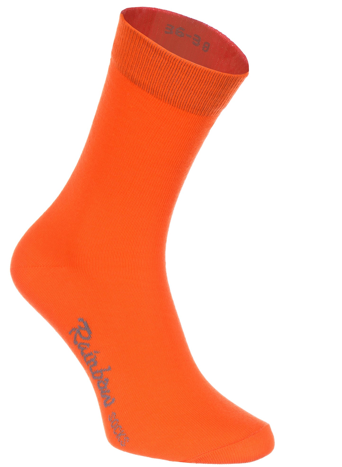 Rainbow Socks - Women Men Classic Colorful Cotton Socks - 6 Pairs - Orange Red Yellow Green Sea Green - Sizes 36-38