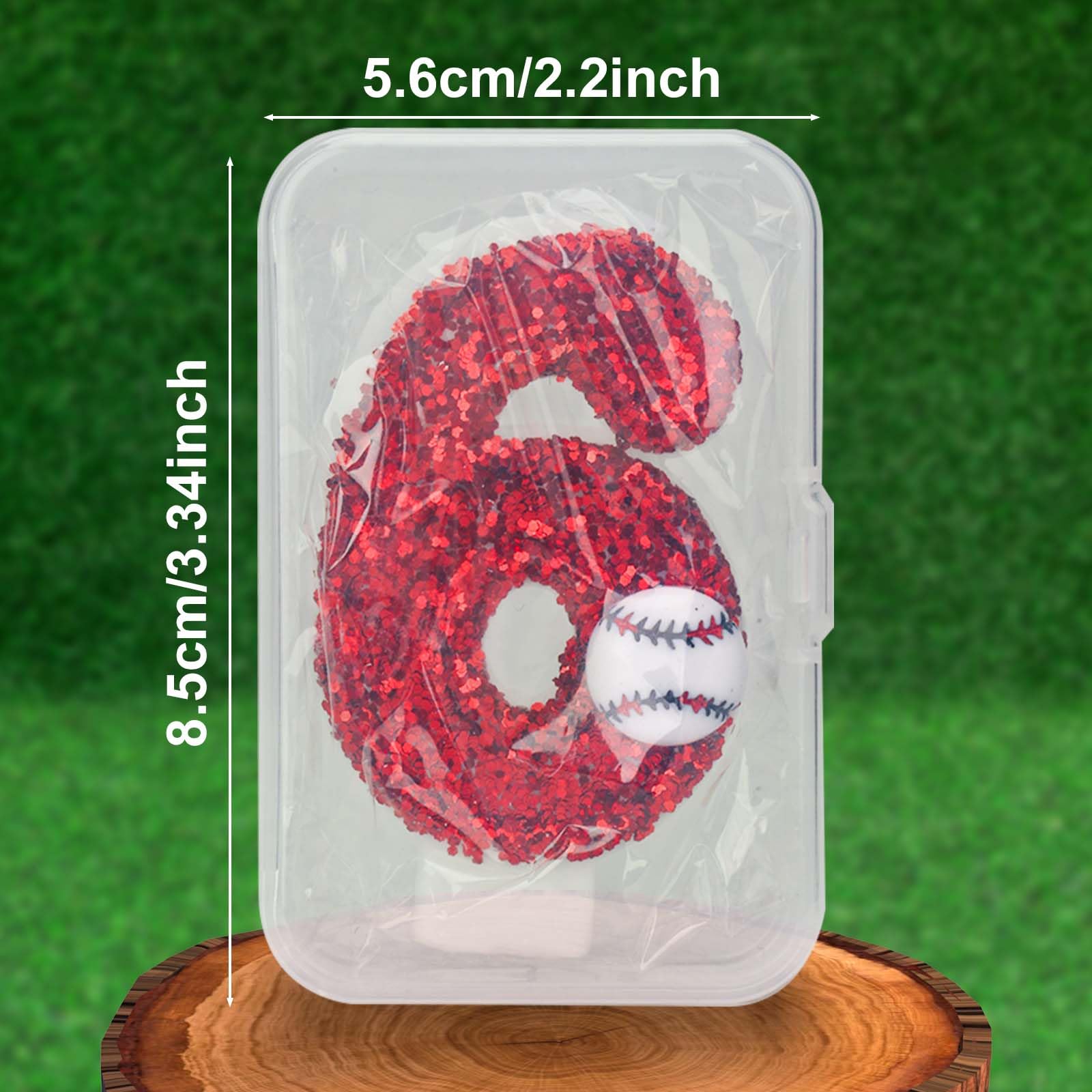 Baseball Birthday Number Candle, 7.5cm Glitter Happy Birthday Cake Topper Red Sequin Number Candle Sports Theme Baseball Cake