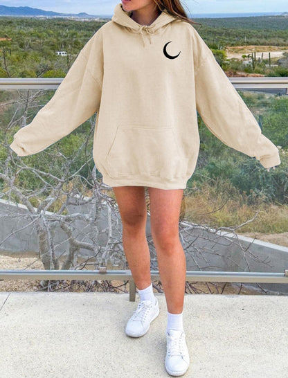 Women’s Oversized Printed Hoodie Pullover Y2K Streetwear Back Letter Print – Black