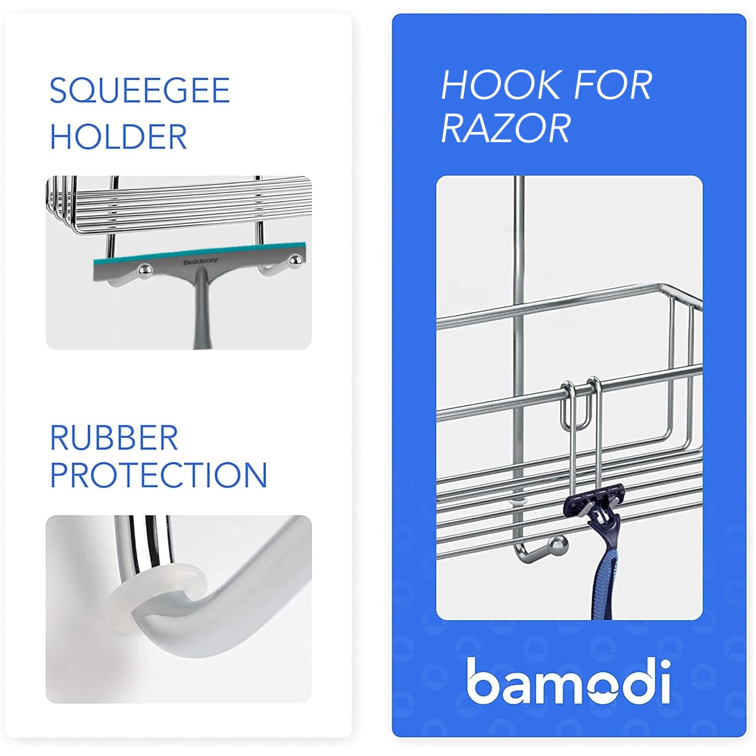 Bamodi hanging shower shelf, storage - chrome-plated - 70 x 18.5 x 19 cm - shower shelf - easy to attach - hanging shower