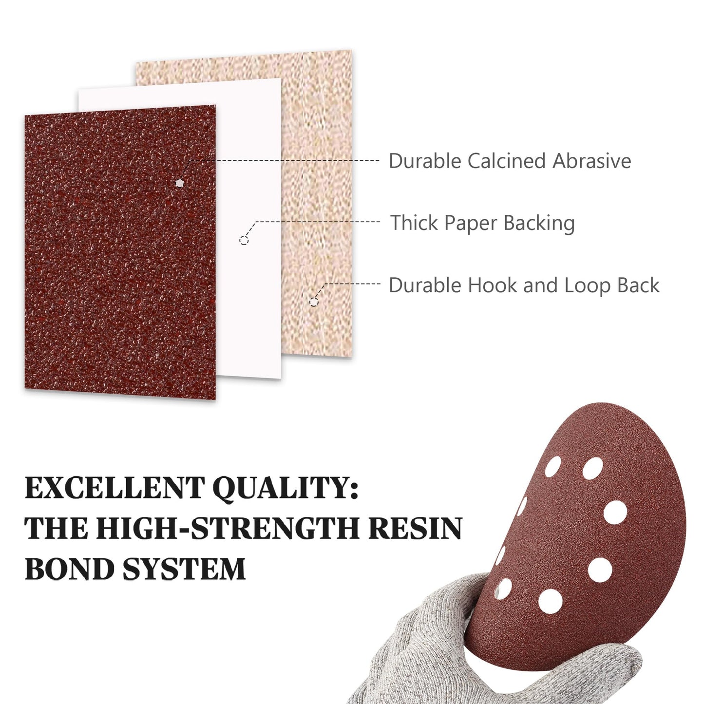 Selead 110-Piece 125mm Hook and Loop Sanding Discs P80 Grit – Round