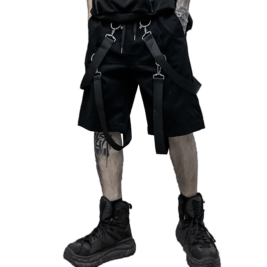 Men's Techwear Cargo Jogger Shorts Tactical Streetwear Hip Hop – Black S