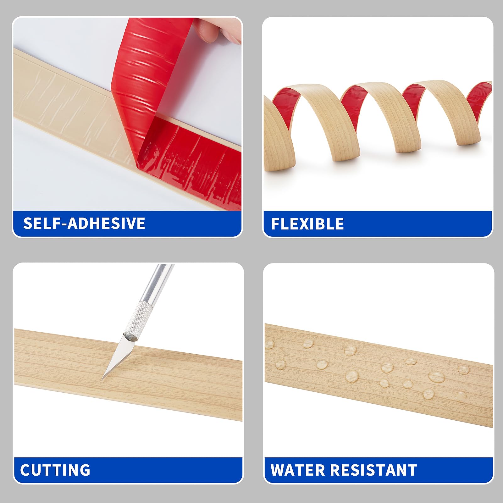 Flat Floor Transition Strip Self-Adhesive 2m Vinyl Threshold 5cm – Beige Oak Grain