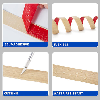 Flat Floor Transition Strip Self-Adhesive 2m Vinyl Threshold 5cm – Beige Oak Grain