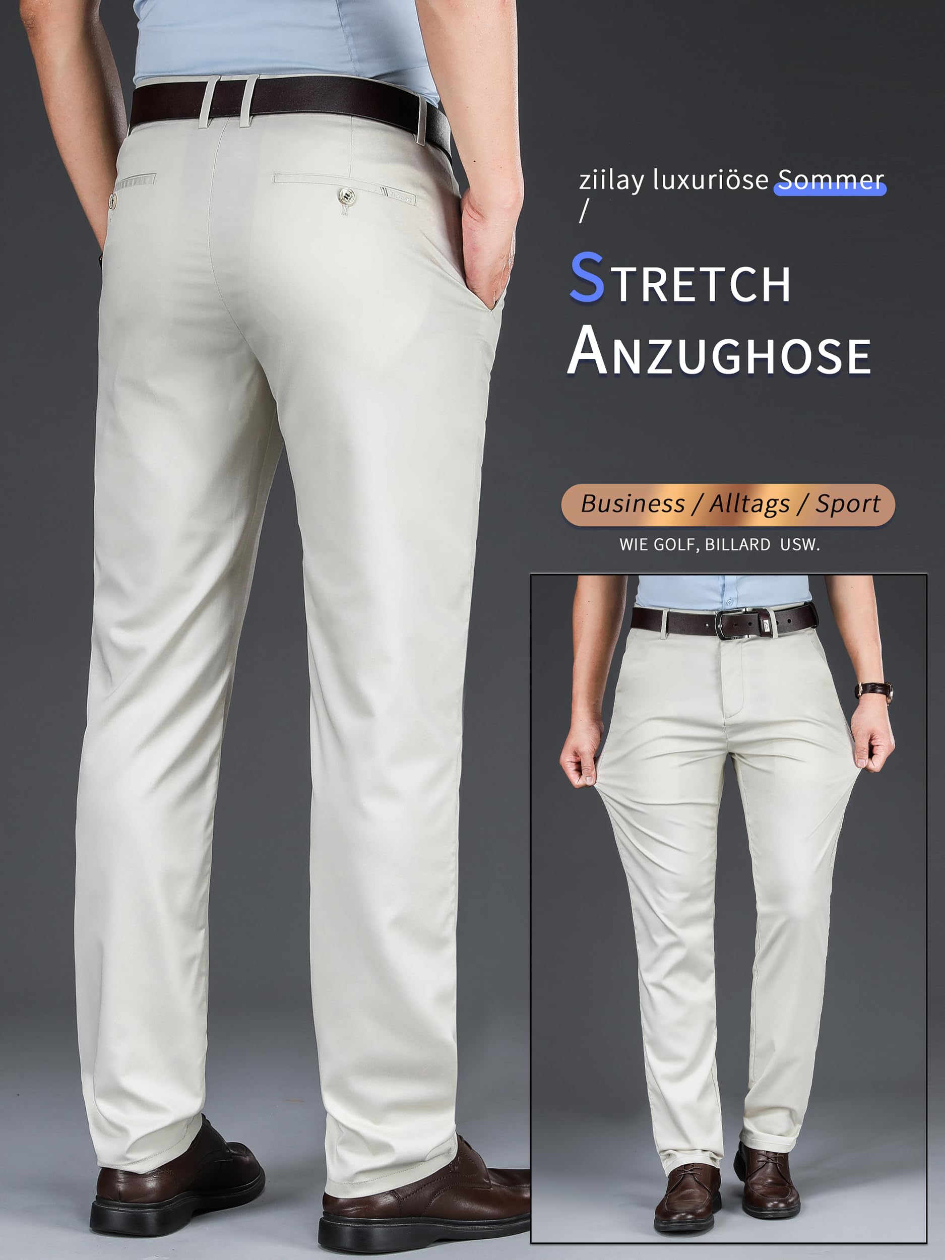 Men’s Lightweight Summer Trousers Stretch Bamboo-Linen Blend – Various