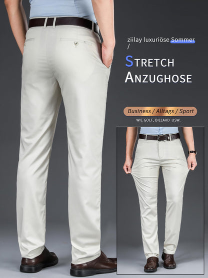 Men’s Lightweight Summer Trousers Stretch Bamboo-Linen Blend – Various