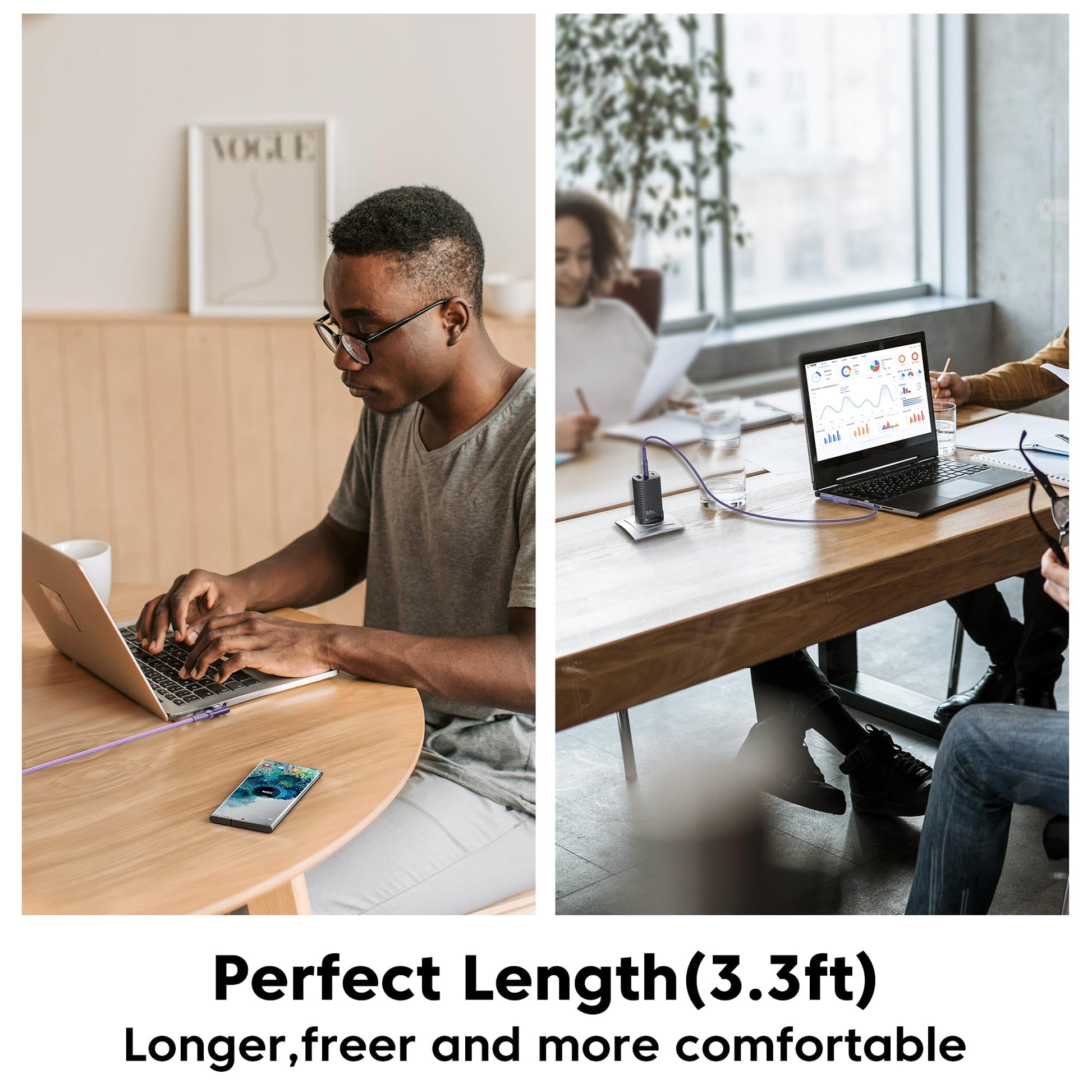 USB C Fast Charging Cable 60W 2 Pack – 1M + 1M