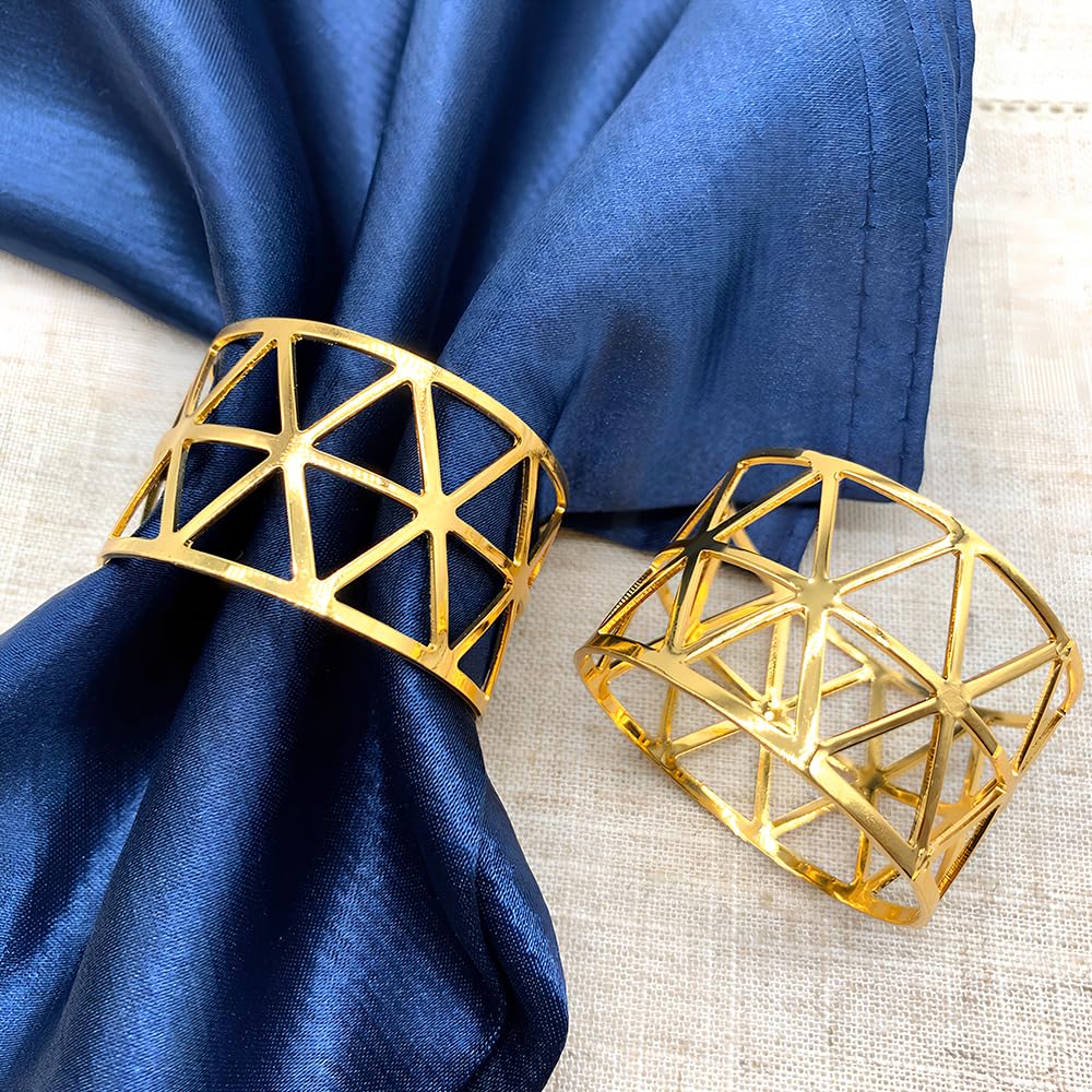 Triangle Metal Napkin Rings Set of 8 Table Decor – Gold