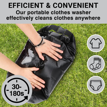 Travel Wash Bag & Retractable Clothesline - Camping Washing Machine - Durable Travel Washing Bag - Portable Manual Washing