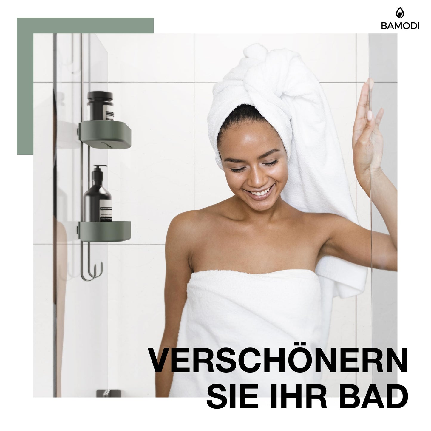 Bamodi Shower Shelf - 2-Tier Shelf - Height-Adjustable Baskets - Minimalist Hanging Shower Organizer - No Drilling or Suction