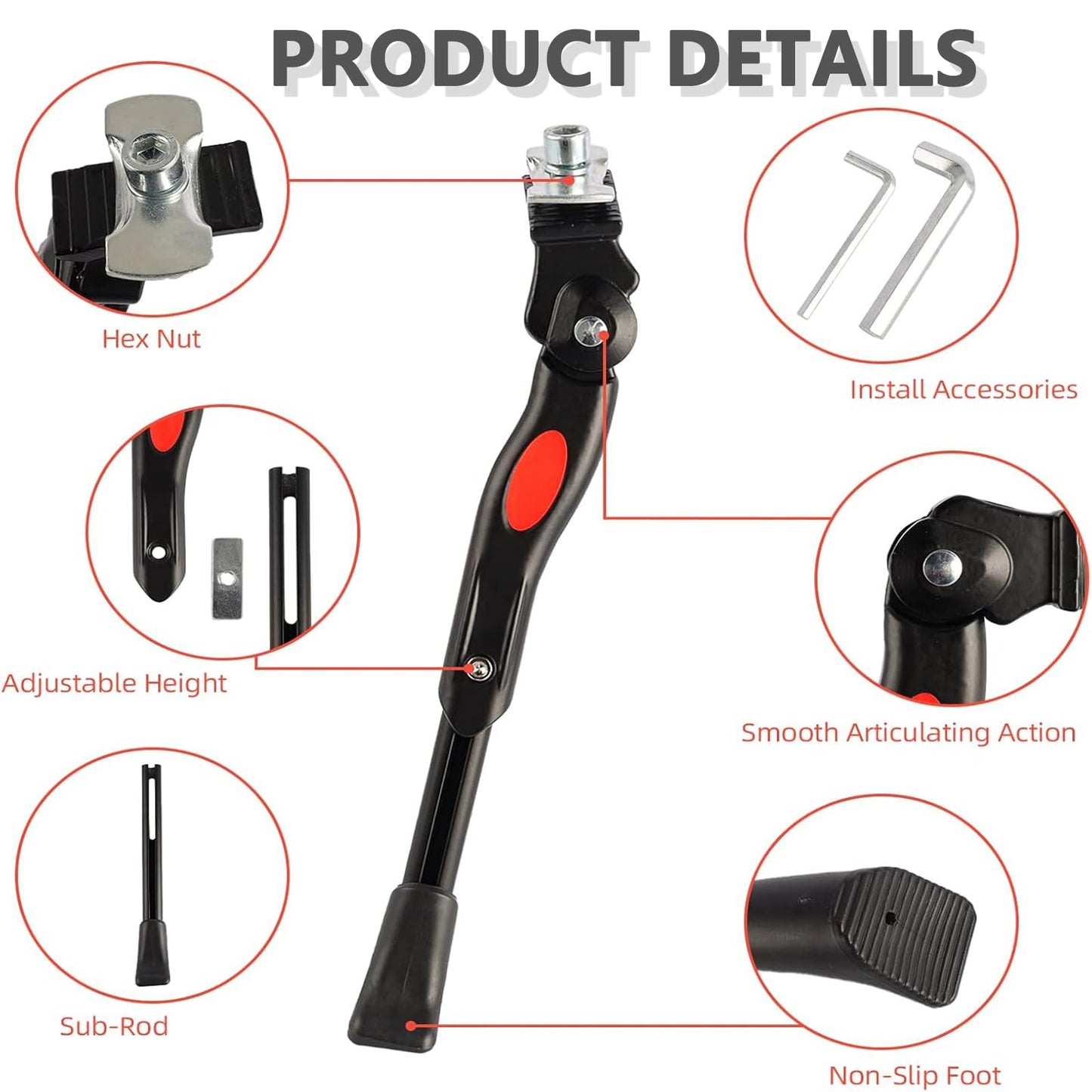 Adjustable Bicycle Side Stand Universal Height-Adjustable – 20–26in