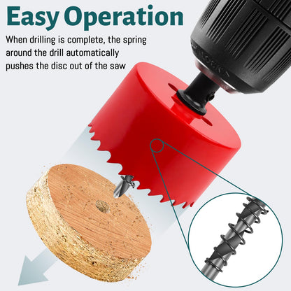 HSS Bi-Metal Hole Saw 130mm with Hex Shank and Drill Bit Set – Red