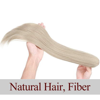 Clip-in Ponytail Braid Heat-Resistant Micro-Wavy Hairpiece 55cm – Ash Blonde Mix